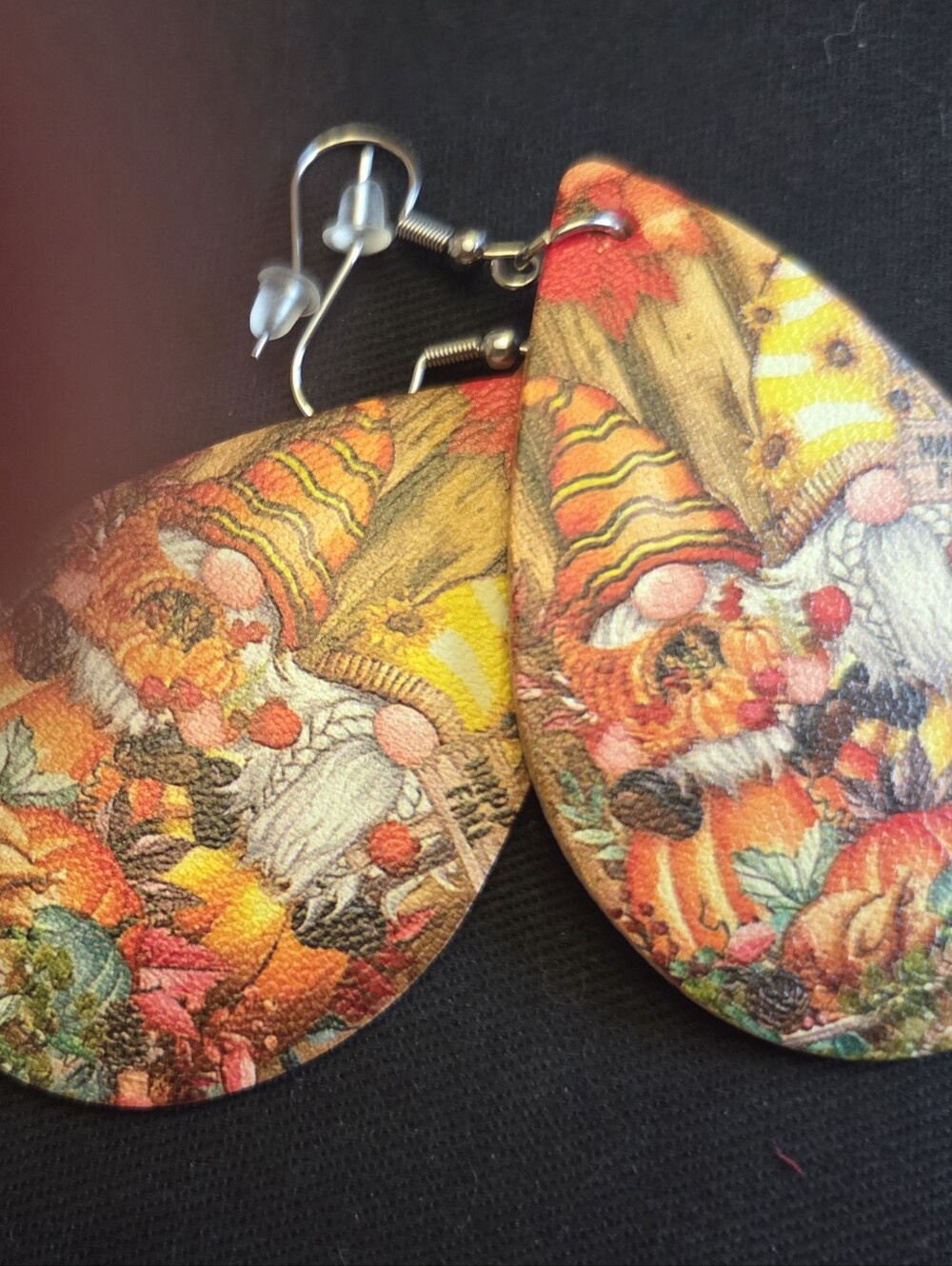Autumn Gnome Teardrop Earrings